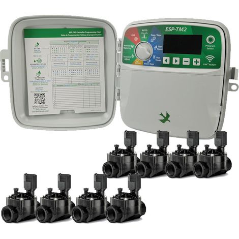 Programmateur d'arrosage extérieur 8 zones Rain Bird ESP-TM2 Arrosage automatique du jardin 8 Electrovannes 100HV 24V 1''