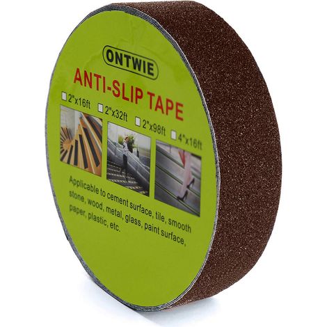 Ruban Antidérapant Marron 2.5cm x 10m, Ruban Adhésif Antidérapant pour Rail de Sécurité pour Escaliers, Sécurité, Marchepied, Intérieur, Extérieur (1/5)