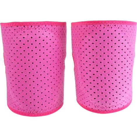 Lot de 2 Genouillères Respirantes Antidérapantes Sport Protection Coudes Jambes Enfant Rouge Rose (1/5)