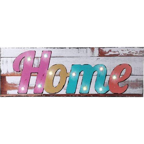 Cadre toile lumineux HOME multicolore 90 x 30 cm (1/2)