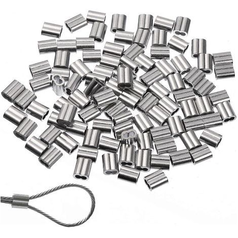 100 cosses en aluminium et acier en forme de 8, accessoire de gestion des câbles (argent)-100pcs-Silver (1/3)