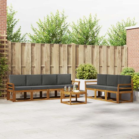 Outdoor-Sofagarnitur mit Kissen 8 pcs Natur und Anthrazit