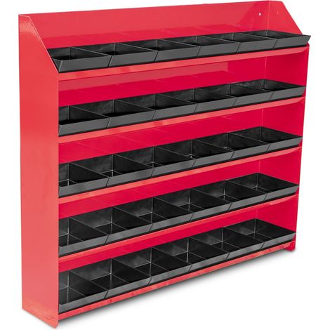 Mw Tools – Etagère métallique 30 bacs – Charge maximale 150kg – Dimensions 120x40x180cm – Pour rangement outils – DERB580 (1/3)