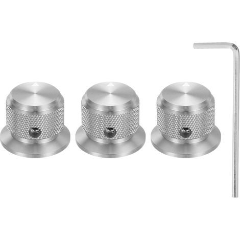 3 stuks aluminium potentiometerknoppen, 1/4 inch (6 mm), gitaarknoppen, universeel volume, toonregelknoppen met pijlindicator, volumeregelaar voor gitaar, bas,zilver (1/5)
