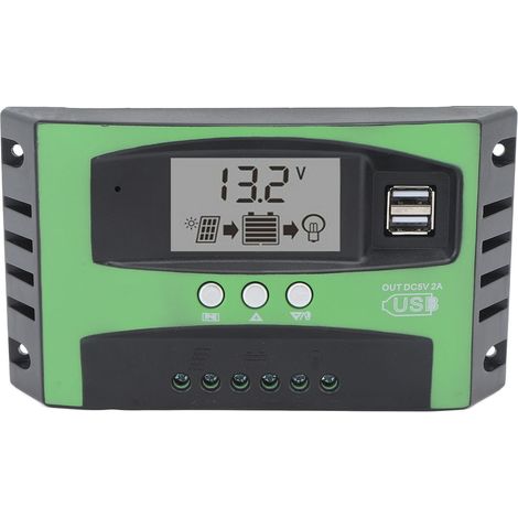 Contrôleur de charge solaire avec double port USB 12 V/24 V MPPT pour panneaux solaires résidentiels, industriels et commerciaux, 70 A (1/5)