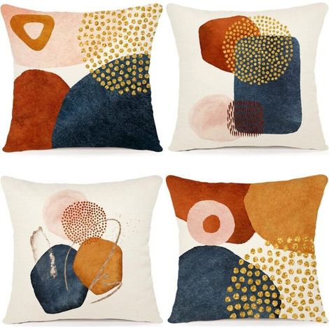 Housse Coussin 45x45 Lot de 4 Coussins Décoratifs Motif Géométrique Lot de Coussin (1/4)
