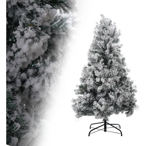 Randaco Aghi di abete per albero di Natale con supporto Floccatura esterna 150cm con polvere di neve
