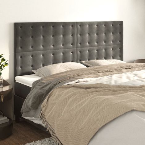 Tête de lit Gris foncé 160 x 5 x 118/128 cm Velours (1/5)
