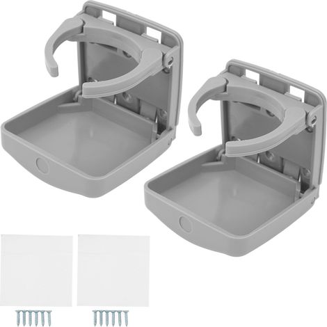 Porte-gobelet pliable 2 pièces pour voiture, support de boisson de porte véhicule avec vis, pour bateau SUV van camping-car gris (HF-PAG) (1/5)