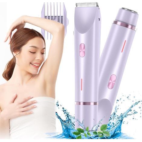 Nouveau rasoir 3 en 1 pour femmes (2026) : visage, aisselles, jambes, maillot, étanche, violet.-AquaForge (1/5)