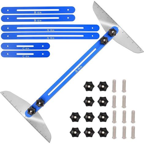 Outil de gabarit de jauge de marche d'escalier réglable 27,9cm à 152,4cm – Acier inoxydable et aluminium – Précision de coupe pour escaliers (1/5)