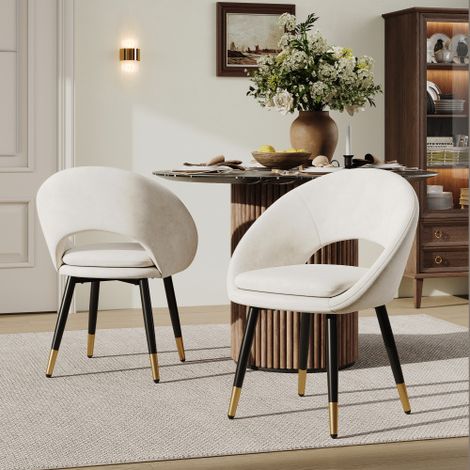 sedie da pranzo, comode e traspiranti, adatte a sale da pranzo, soggiorni, caffè, ecc., stile moderno, tessuto in velluto, beige