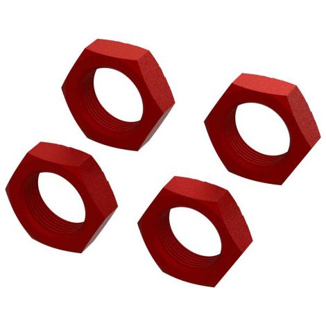 Aluminum Wheel Nut 24mm Red (4)