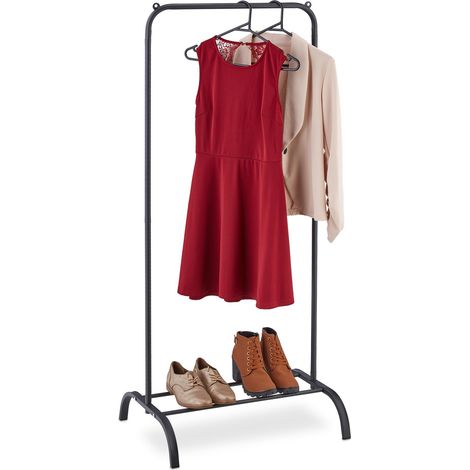 Relaxdays – Penderie en métal avec support à chaussures – Dimensions HxLxP 144 x 60 x 44 cm – Pour chambre, couloir, entrée – Métal mat, design ouvert