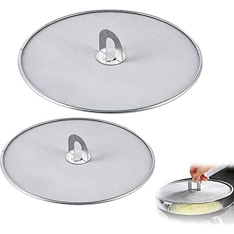 Ho Stainless Steel Splatter Plate, with Folding Kitchen Handle, Suitable for Stove, Can be Installed on Any Pan, Set of Two, Diameter(25cm + 32cm) (1/5)