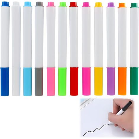 Lot de 12 Marqueurs pour Tableau LED, Pointe Fine 2 mm pour Tableau d'Écriture Lumineux en Acrylique, Stylos Effaçables à Sec, Couleurs Fluorescentes et Classiques pour École et Bureau (1/5)