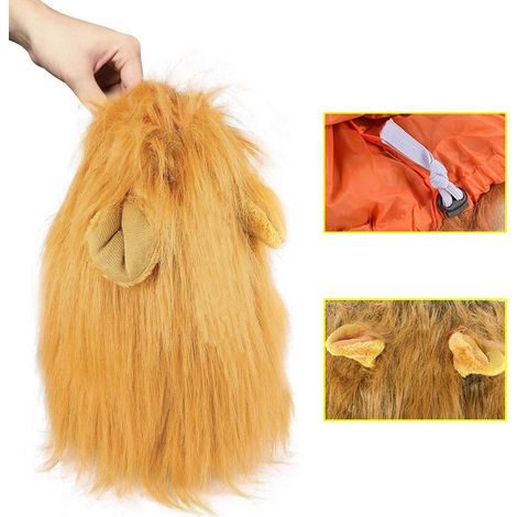 Déguisement de crinière pour chien, perruque réaliste et amusante avec oreilles et queue pour chiens de grande et moyenne taille, idéal pour Halloween. (1/5)