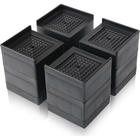 Stück Möbelfüße, Bettbeinerhöhungen, Möbelfüße, rutschfeste Kunststoff-Tischbeinerhöhungen, für Sofa, Tisch, Schwarz (75 mm x 58 mm x 58 mm) (1/5)