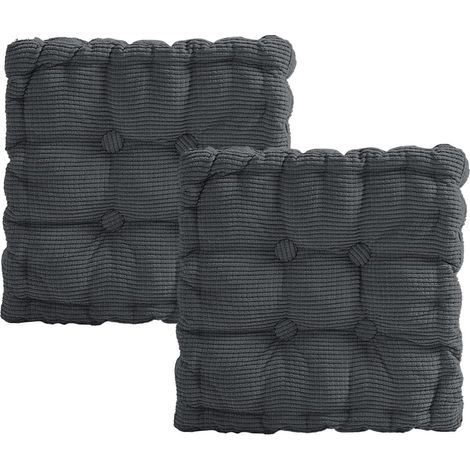 Set mit 2 Stuhlkissen, 40 x 40 cm dickes Stuhlkissen, Kissen für Stühle im Innen- und Außenbereich, für Gartenstühle, Küche, Balkon, Esszimmer (Dunkelgrau, Quadratisch) (1/5)