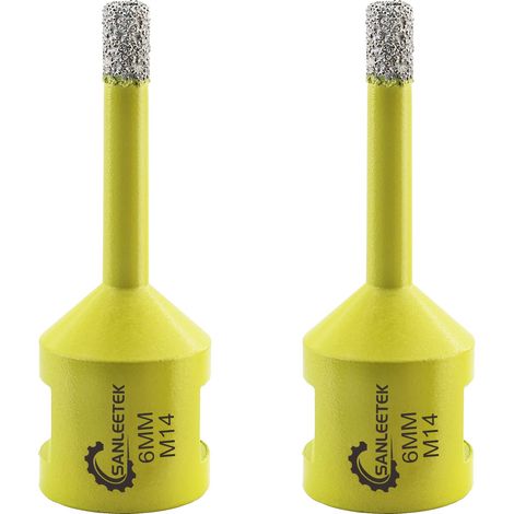 Foret Diamant Carrelage 2pcs 6mm Brasé Sous Vide Scie Cloche Diamant pour Céramique Porcelaine Marbre Granit Perçage à Sec M14 Filetage (1/5)