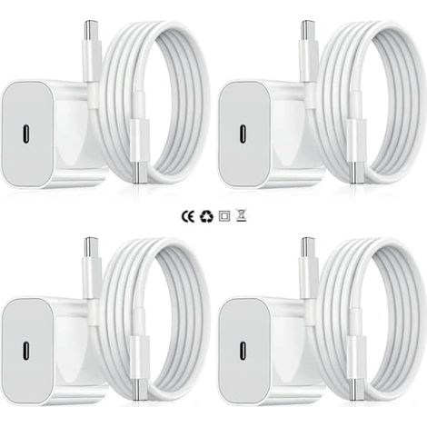 Lot de 4 chargeurs Samsung - Chargeur rapide + adaptateur + câble 20 W, blanc, taille unique, Samsung 20 W blanc, lot multiple (1/5)