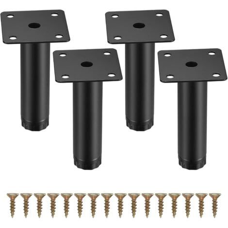4 Pièces Pieds de Meuble, 10 cm/4 Pouces Pieds de Meubles Réglables, Pieds de Support en Fixation en Métal pour Meubles/Table/Chaise/Bureau/Cuisine/Armoire/Canapé (1/5)