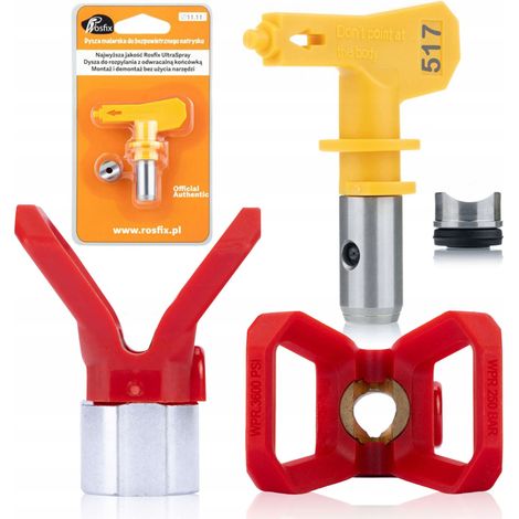 Set di Accessori per Verniciatura Rosfix – Ugello Ultra Spray Modello 517 e Protezione  Compatibile con Pistole Verniciatura 7/8''  Alta Precisione e Durata