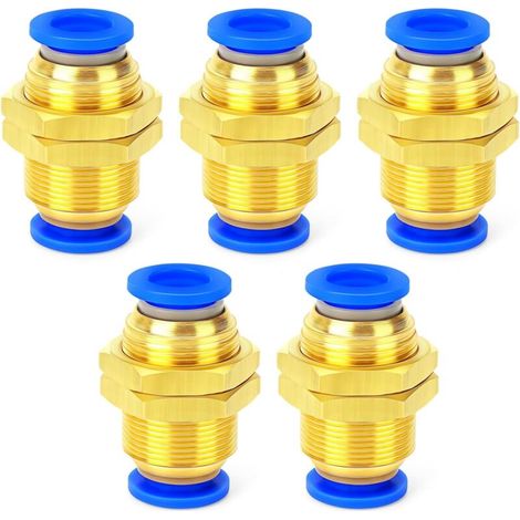 Raccordo pneumatico a innesto rapido da 4 mm – Manicotto piatto in cartoncino per tubo flessibile con diametro esterno di 4 mm – Confezione da 5 pezzi in ottone cromato