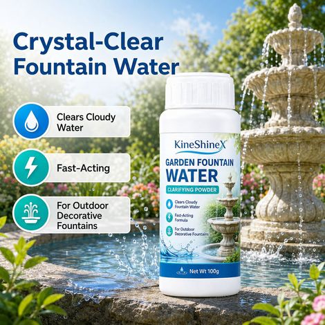 Poudre clarifiante pour eau de fontaine de jardin KineShineX, agent de purification et de clarification de l'eau pour fontaines d'extérieur (1/4)
