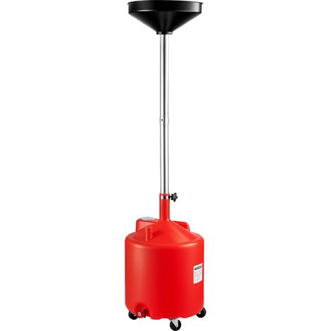 Wiltec Recuperatore olio esausto a caduta con ruote, serbatoio 75 l, imbuto Ø 41 cm, carrello per recupero olio auto con ruote, altezza regolabile 145-185 cm, per cambio olio