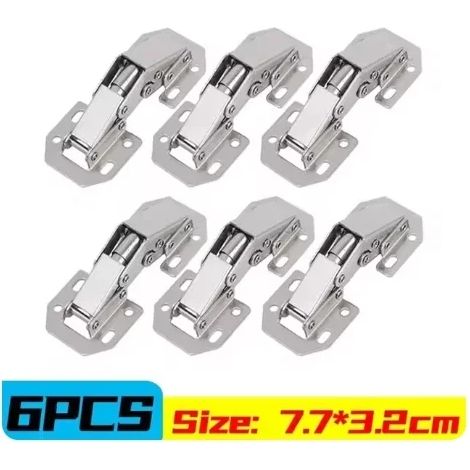 (6 pièces) Charnières de placard en acier à 90 degrés, sans perçage, avec amortisseur hydraulique, pour meubles de cuisine et d'ameublement. (1/5)