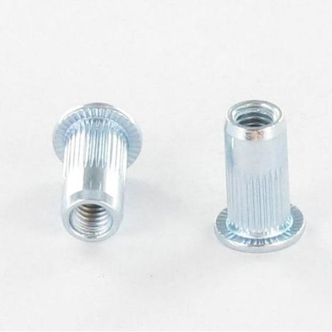 Ecrou à sertir Tête plate TP M6X14.5 ACPC30 Acier zingué - 250 pièces (1/2)