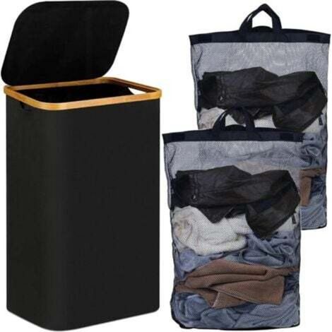 [JAMAIS UTILISÉ] Panier à linge avec couvercle,110L Grande Capacité Corbeille a Linge,avec Poignées,2 Sac Intérieur Amovibles,Tissu Oxford Bac a Linge Laundry Basket,Gain de Place paniers à linge plia (1/4)