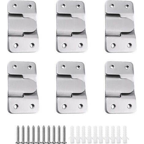 6 Pares [12 unidades] Soporte de Montaje Oculto Empotrado con Enclavamiento para Colgar, Herrajes de Acero Inoxidable para Fijar a la Pared Cuadros Espejos Marcos Respaldos Muebles (1/5)