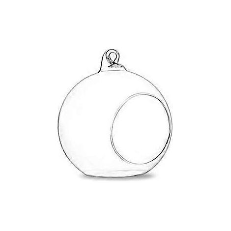 Terrarium suspendu en verre, globe, porte-bougie chauffe-plat, lanterne, vase à succulentes, support pour décoration intérieure et extérieure, mariage, fête, 15 cm x 15 cm - Happy (1/5)