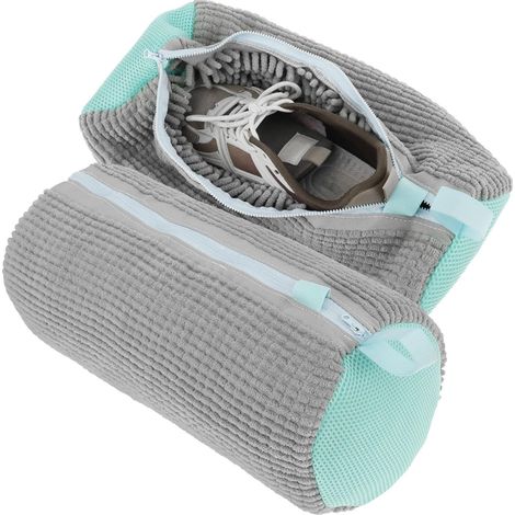 2-teiliger Schuhwaschbeutel, Wäschebeutel, Waschmaschinenbeutel für Schuhe, tragbar, mit Reißverschluss, Waschbeutel für Turnschuhe, Laufschuhe (grau) (1/5)