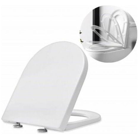 Abattant De Toilette - Fermeture Amortie - Charnière Acier Inoxydable - Compatible Toutes Cuves Standard - 1 Pièce (1/5)
