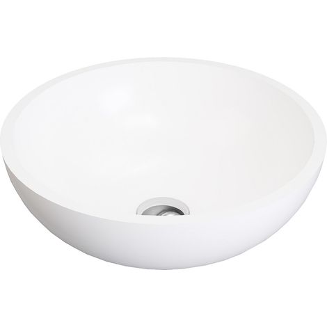 Vasque de salle de bain ronde en solid surface - 40 cm - Blanc - IMJA (1/4)