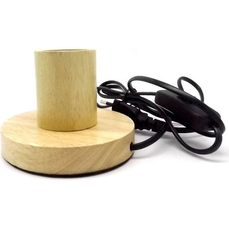 Base da tavolo E27 con cavo e interruttore, legno, ø120 x 85mm