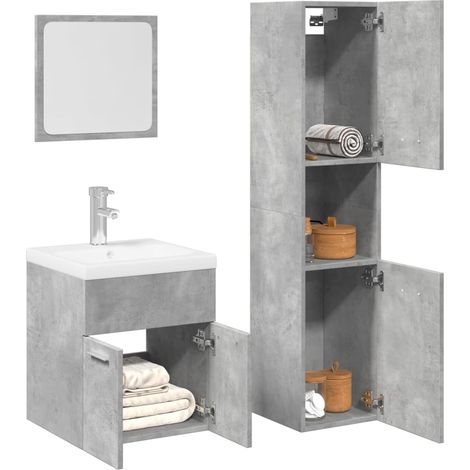 Ensemble de meubles de salle de bain 3 pcs gris béton (1/5)
