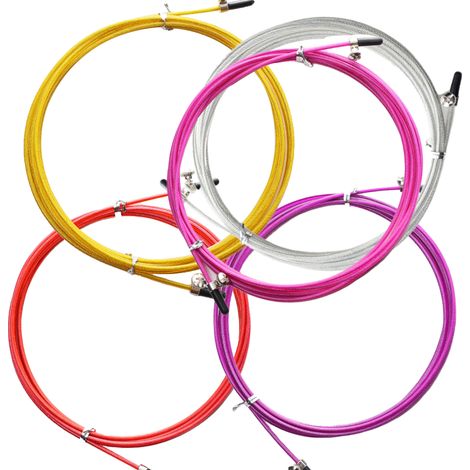 Câble Pour Corde À Sauter - Acier Inoxydable - Revêtement Nylon - Compatible Système Roulement À Billes - Lot De 5 (1/5)