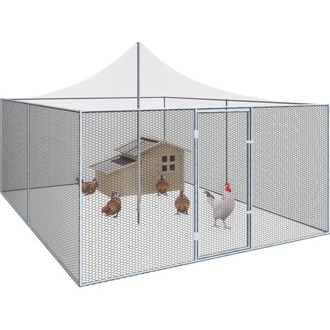Idmarket – Volière 12m² en acier galvanisé – Enclos grillagé 400x300x230 cm – Pour 10 à 14 poules – Protection contre prédateurs