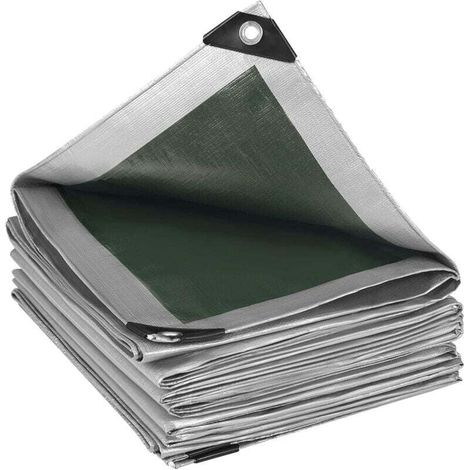 Bâche de Protection Étanche en PE, Bâche pour Piscine, 2x3m, Gris/Vert (1/4)