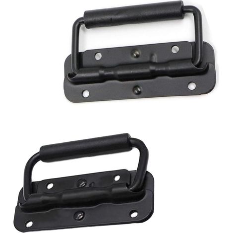 2 Pièces Poignée De Boîte À Ressort,Acier Inoxydable,Poignée Pliante,Caoutchouc Antidérapant,Flight Case Et Boîte À Outils