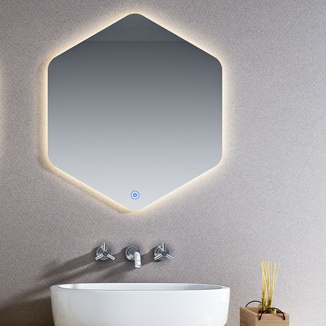 Miroir éclairage LED de salle de bain LISSOS avec interrupteur tactile - 80x70cm (1/5)