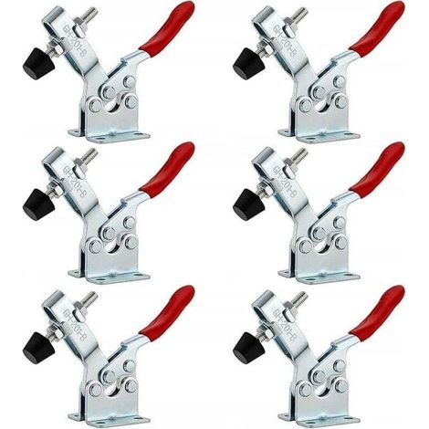 6 abrazaderas de palanca horizontales GH-201B, XU, Abrazadera de palanca, Capacidad de sujeción rápida, Tensores de palanca de rodilla de liberación rápida para máquinas, Carpintería 90 198 KZQ - KZQ (1/4)