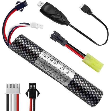 Softair 11.1V 2000mAh Battery for Airsoft Gel Blaster Splatter Ball Battery with Charging Cable (1/5)