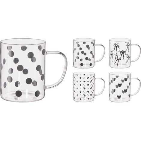 TAZA VIDRIO BLACK & WHITHE 420ML SURTIDAS