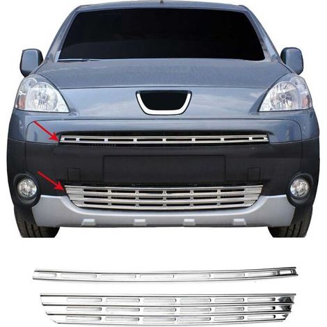 Moulure de Grille de Calandre Compatible avec Peugeot Partner Tepee 2008-15, Garniture Baguette de Calandre en Acier Inoxydable Argent (1/5)