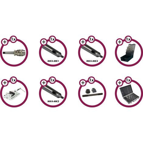 Pack d'équipement pour broche Cône Morse 4 de perceuses MW-Tech UPMT4